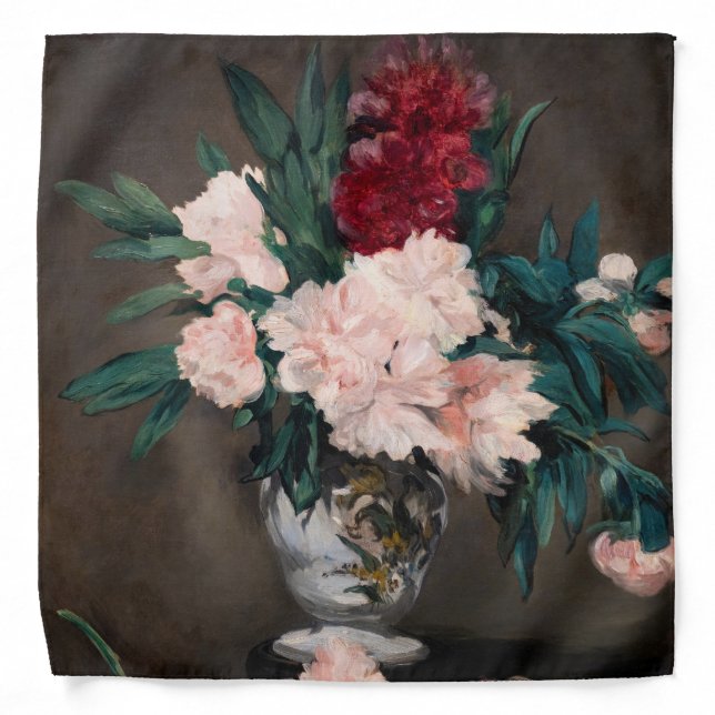 Edouard Manet - Vase of Peonies on  Small Pedestal Bandana (Front)