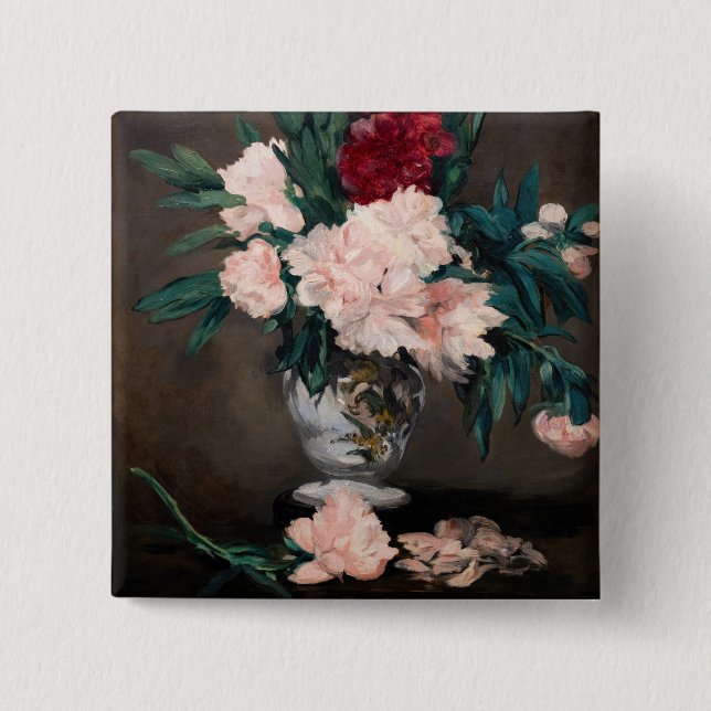 Edouard Manet - Vase of Peonies on Small Pedestal Button (Front)