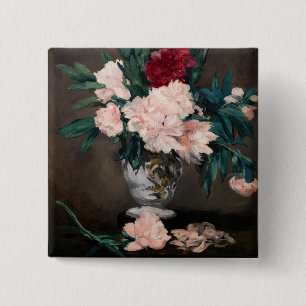 Edouard Manet - Vase of Peonies on Small Pedestal Button