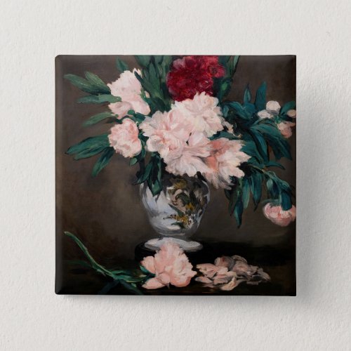 Edouard Manet _ Vase of Peonies on Small Pedestal Button