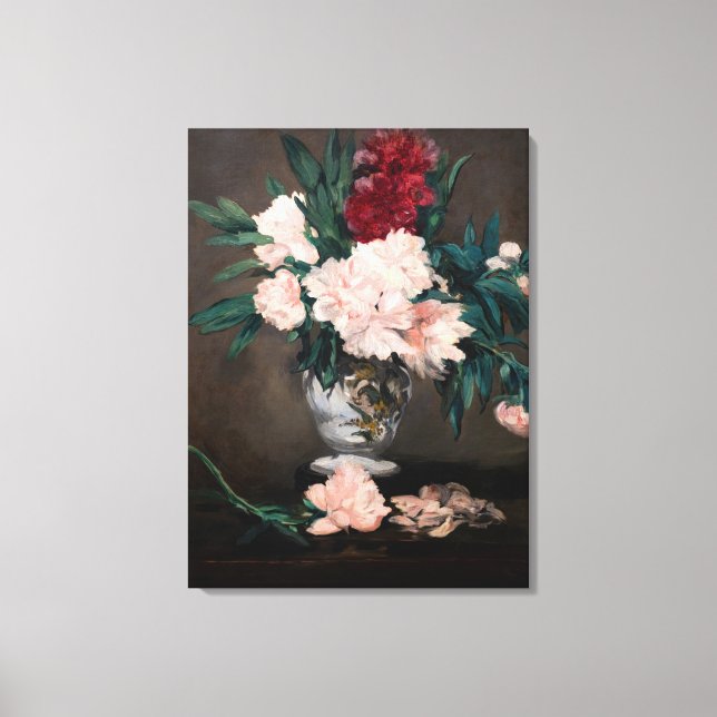 Edouard Manet - Vase of Peonies on  Small Pedestal Canvas Print (Front)
