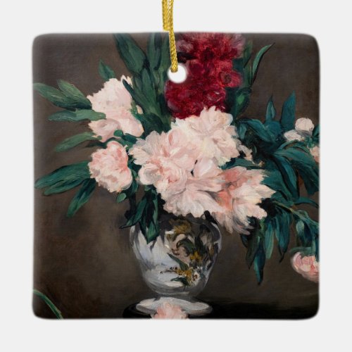 Edouard Manet _ Vase of Peonies on  Small Pedestal Ceramic Ornament