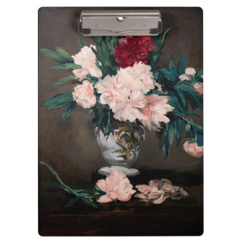 Edouard Manet _ Vase of Peonies on  Small Pedestal Clipboard