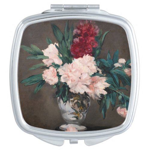 Edouard Manet _ Vase of Peonies on  Small Pedestal Compact Mirror