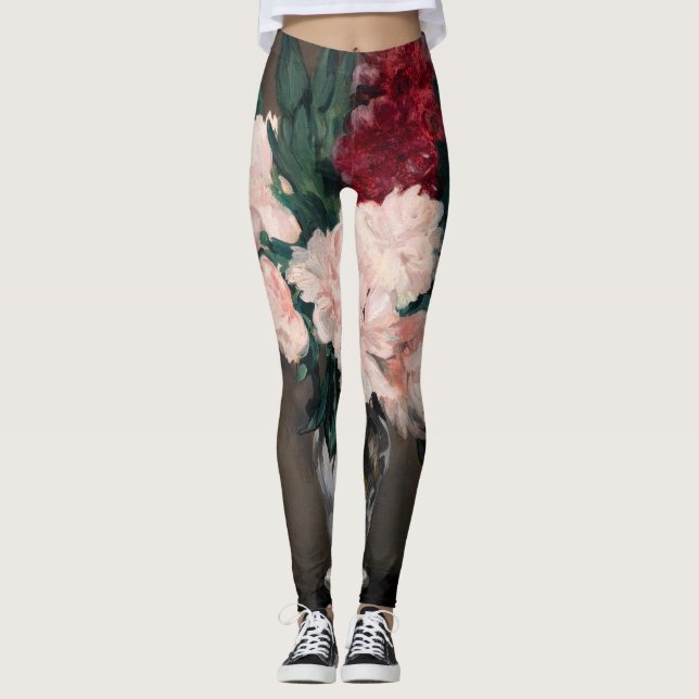 Edouard Manet - Vase of Peonies on  Small Pedestal Leggings (Front)