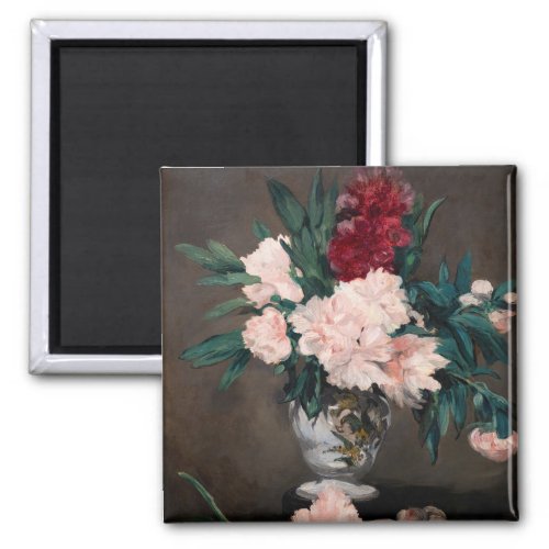 Edouard Manet _ Vase of Peonies on  Small Pedestal Magnet