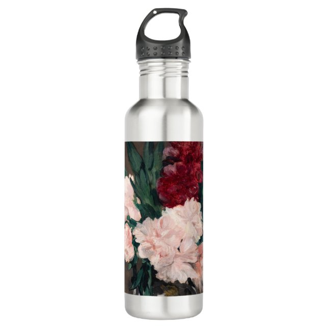 Edouard Manet - Vase of Peonies on  Small Pedestal Stainless Steel Water Bottle (Front)
