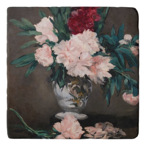 Edouard Manet _ Vase of Peonies on  Small Pedestal Trivet