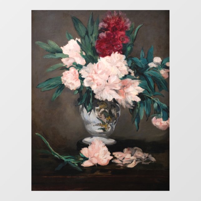 Edouard Manet - Vase of Peonies on  Small Pedestal Window Cling (Sheet)