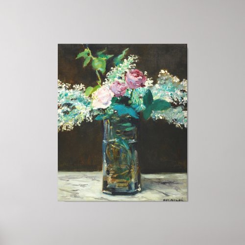 Edouard Manet Vase of White Lilacs and Roses Canvas Print