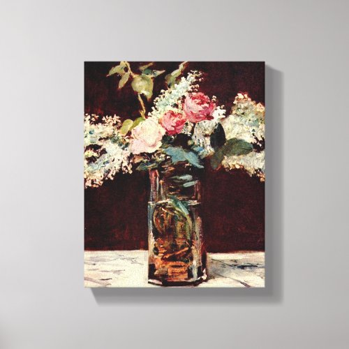 Edouard Manet Vase of White Lilacs and Roses Canvas Print