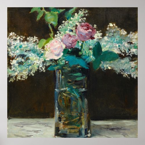 Edouard Manet Vase of White Lilacs and Roses Poster