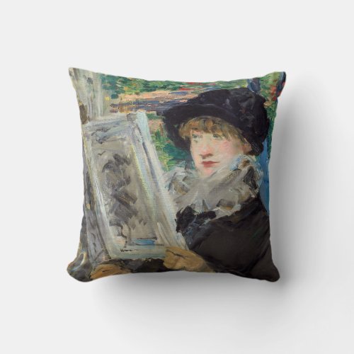 Edouard Manet _ Woman Reading Throw Pillow