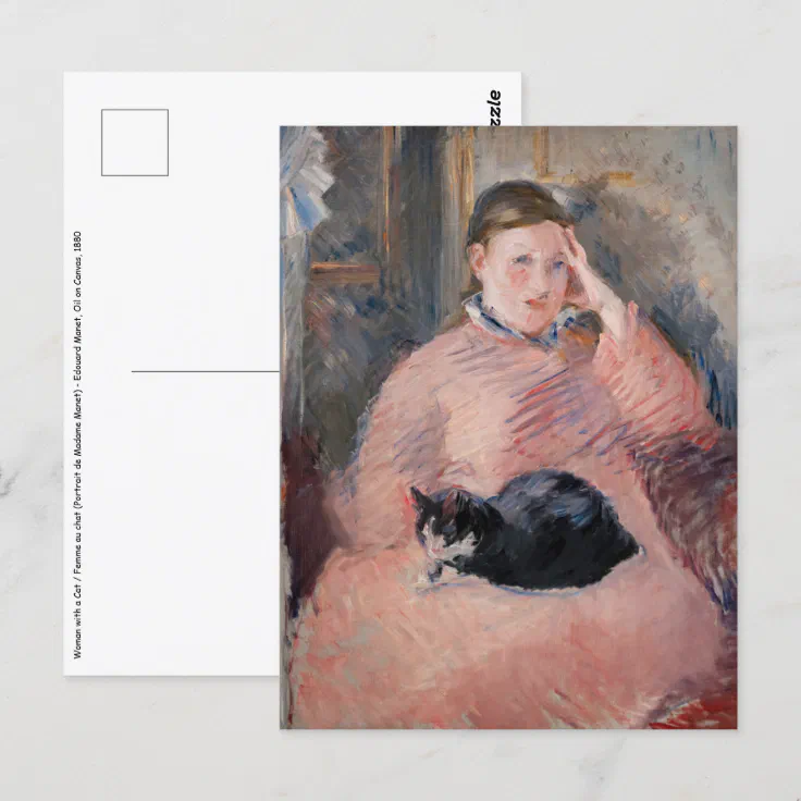 Edouard Manet Woman With A Cat Postcard Zazzle