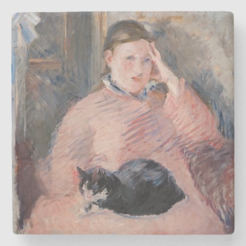 Edouard Manet _ Woman with a Cat Stone Coaster