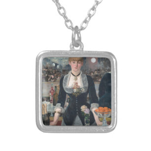 Edouard Manet's A Bar at the Folies-Bergère Silver Plated Necklace