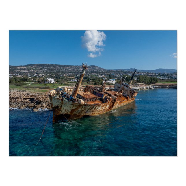 Edro III shipwreck Paphos, Cyprus Poster (Front)
