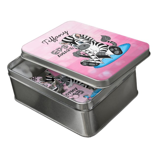 EDS Awareness Ribbon and Zebra Jigsaw Puzzle (Lid Open)