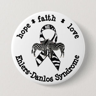 EDS Awareness Ribbon Zebras Support Button