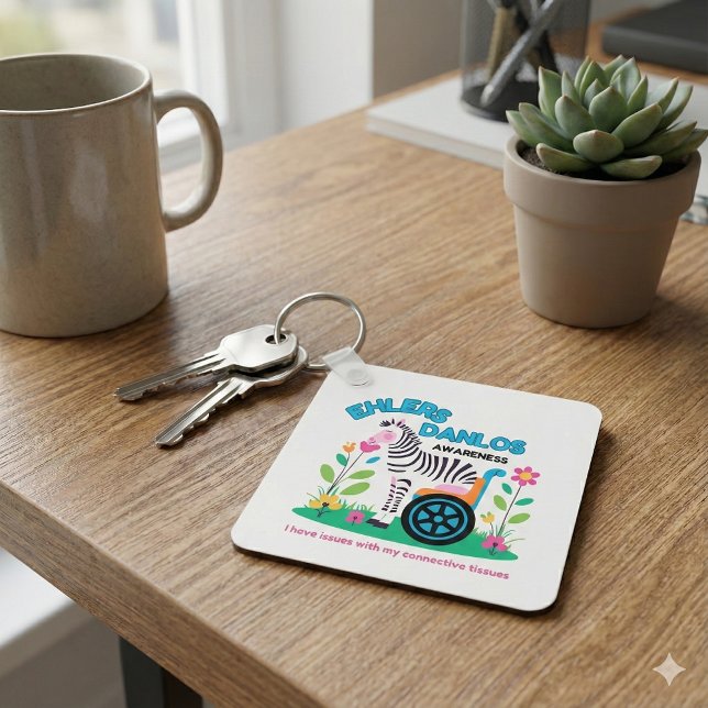 EDS Awareness Zebra Keychain (Support someone with EDS with this cute, "I have issues with my connective tissues" keychain! )