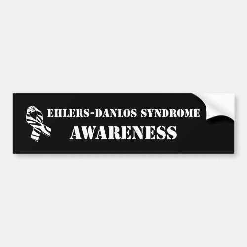 EDS Awareness Zebra Ribbon Black Bumper Stickers