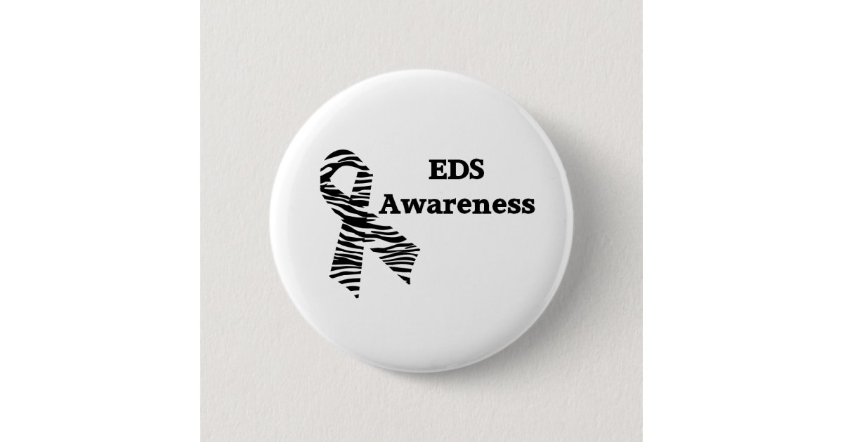 EDS Awareness Zebra Ribbon Button | Zazzle