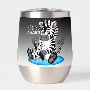 EDS Awareness Zebra Ribbon Thermal Wine Tumbler