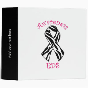EDS Awareness Zebra Ribbon Three Ring Binder