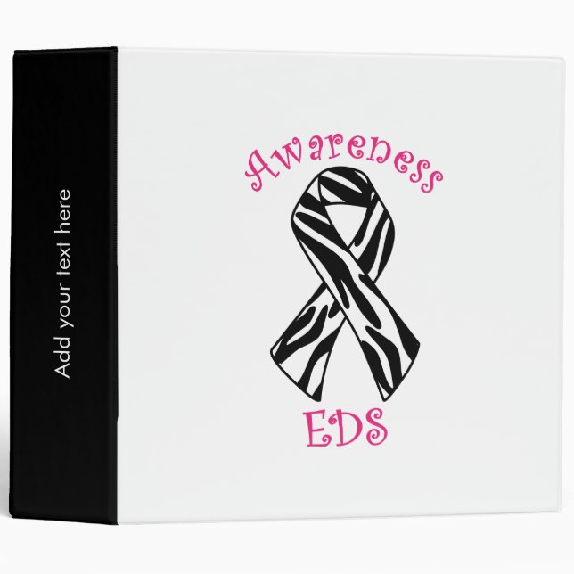 EDS Awareness Zebra Ribbon Three Ring Binder (Front/Spine)