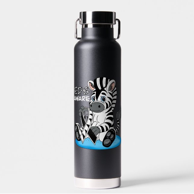 EDS Awareness Zebra Ribbon  Water Bottle (Front)