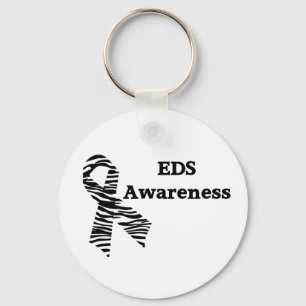 EDS Awareness Zebra Ribbon White Keychain