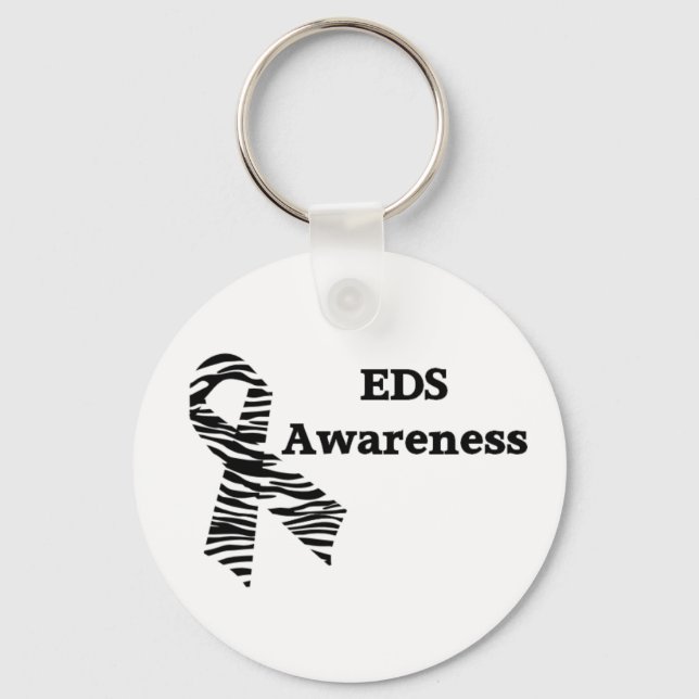 EDS Awareness Zebra Ribbon White Keychain (Front)