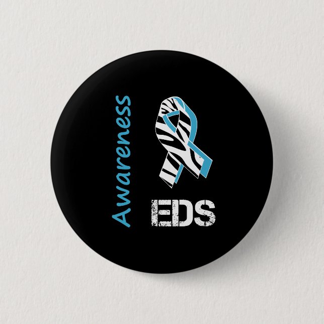 EDS Awareness Zebra Stripe Ribbon Button (Front)