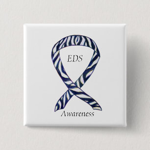 EDS Awareness Zebra Stripe Ribbon Custom Pin