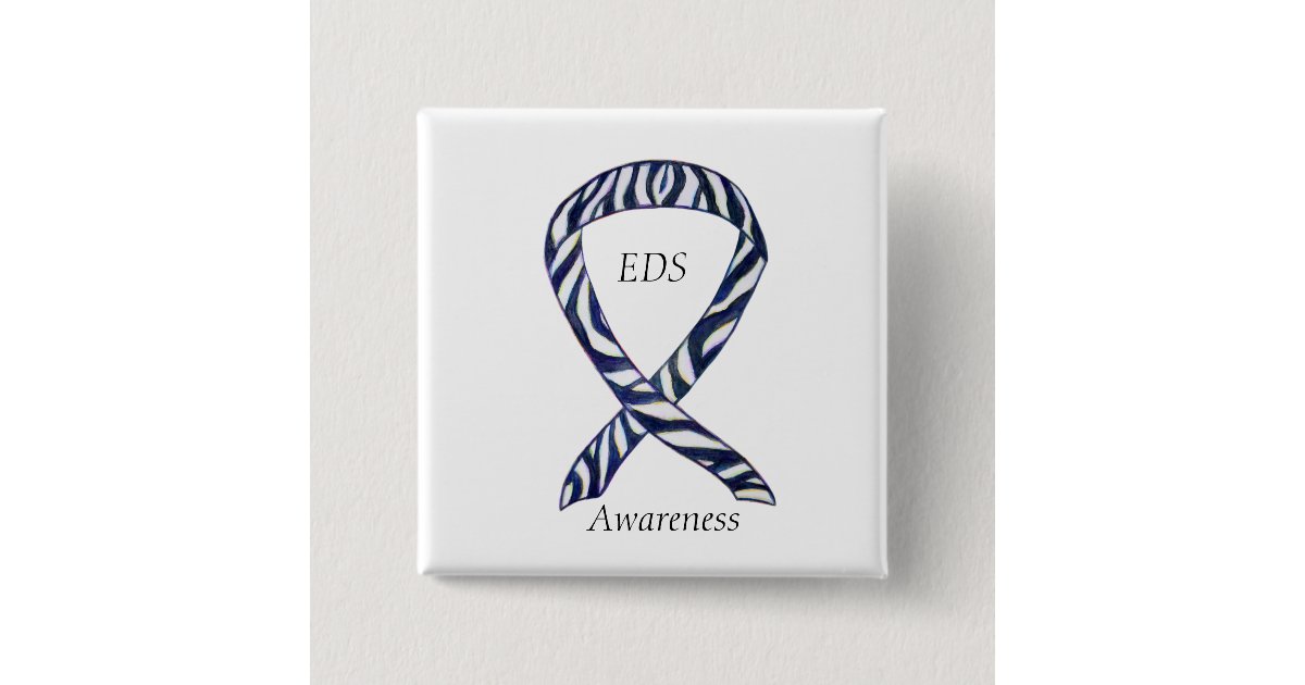 EDS Awareness Zebra Stripe Ribbon Custom Pin | Zazzle