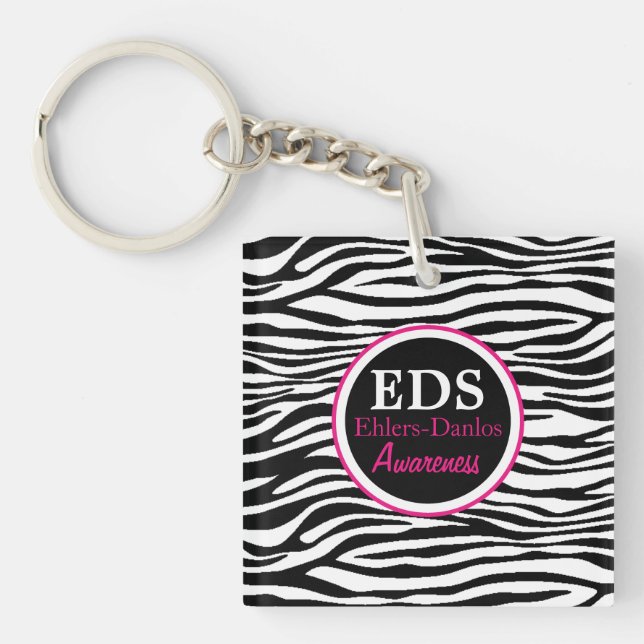 EDS Awareness Zebra Stripes Acrylic Keychain (Front)