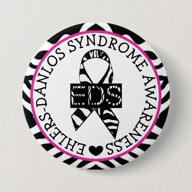 EDS Ehlers-Danlos Syndrome Awareness Pink Button (Front)