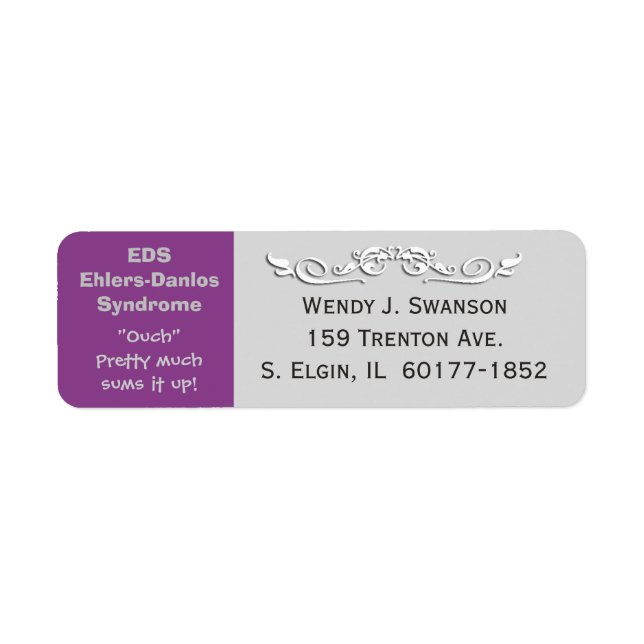 EDS Ehlers-Danlos Syndrome Mailing Address Label (Front)