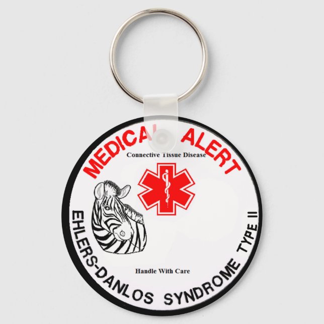 EDS Type 2 Medical Alert with Zebra Keychain (Front)