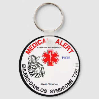 EDS Type 3 with POTS Medical Alert with Zebra Keyc Keychain