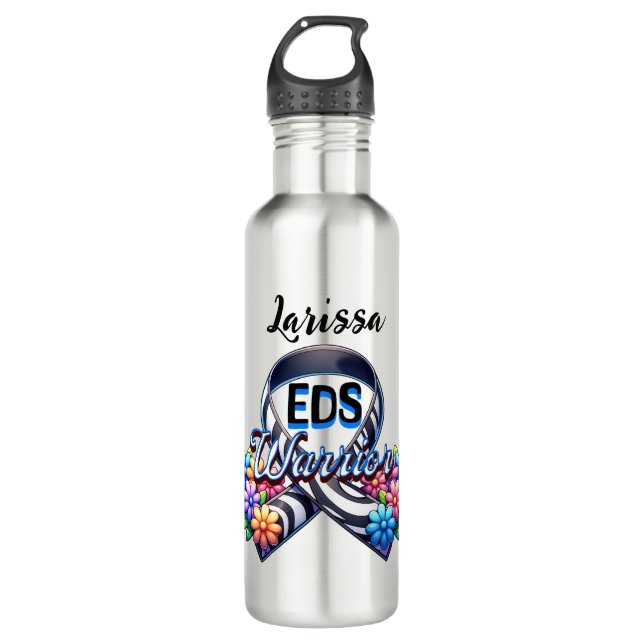 EDS Warrior | Ehlers-Danlos Syndrome Personalized Stainless Steel Water Bottle (Front)