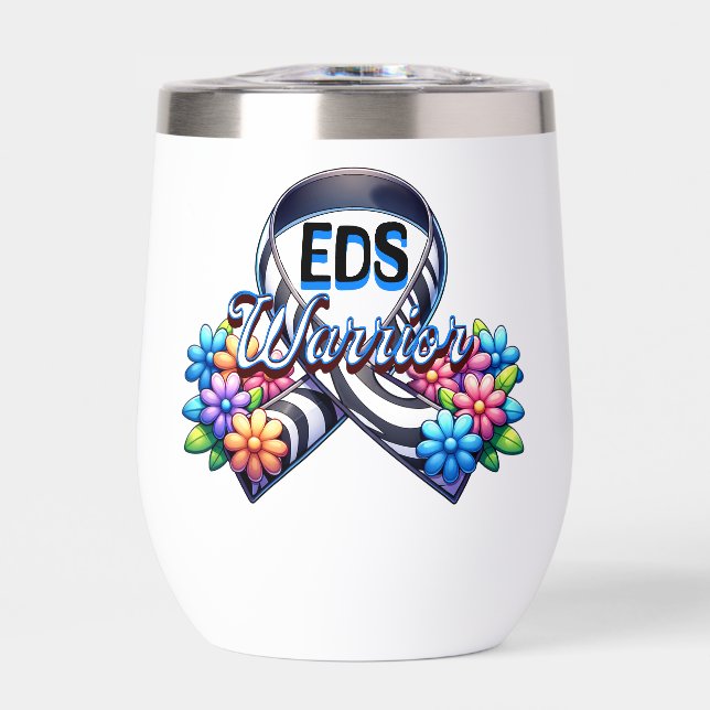 EDS Warrior | Ehlers-Danlos Syndrome T-Shirt Thermal Wine Tumbler (Front)