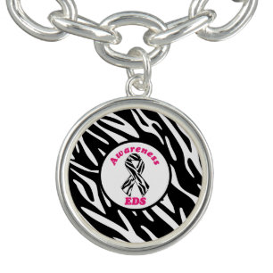 EDS Zebra Print Awareness Ribbon Charm Bracelet