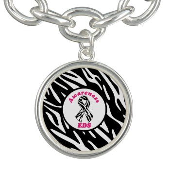 Eds Zebra Print Awareness Ribbon Charm Bracelet by stripedhope at Zazzle