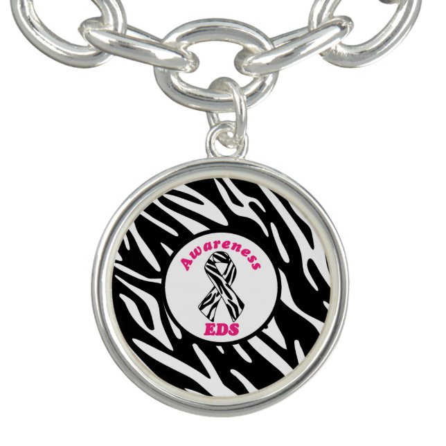 EDS Zebra Print Awareness Ribbon Charm Bracelet (Design)