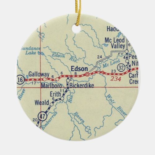 Edson Alberta Vintage Map Ceramic Ornament