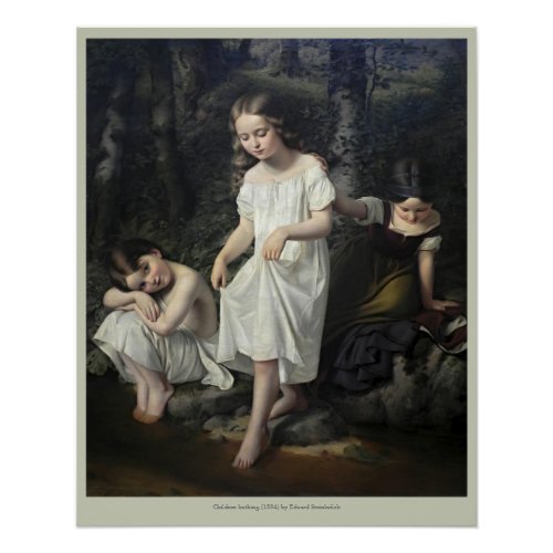 Eduard Steinbrck Children bathing CC0563 Poster