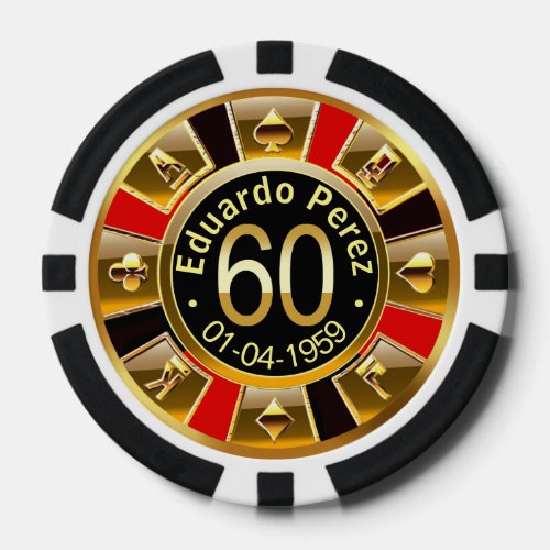 Eduardo P 60th bday red gold black poker chip
