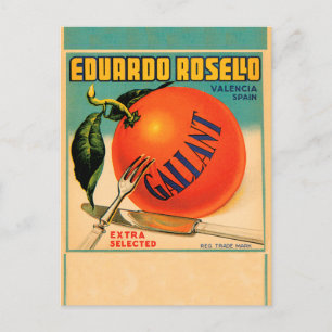 Eduardo Rosello Gallant, Fruit Crate Label Postcard