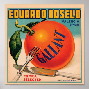 Eduardo Rosello Valencia Spain VIntage Crate Labe Poster